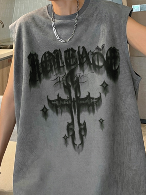 Herren-Weste aus Wildleder mit Buchstaben-Print-2