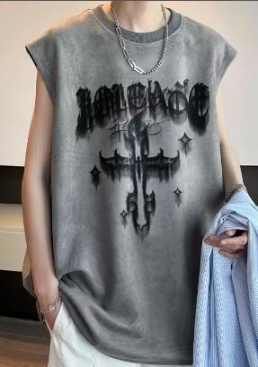 Herren-Weste aus Wildleder mit Buchstaben-Print-1